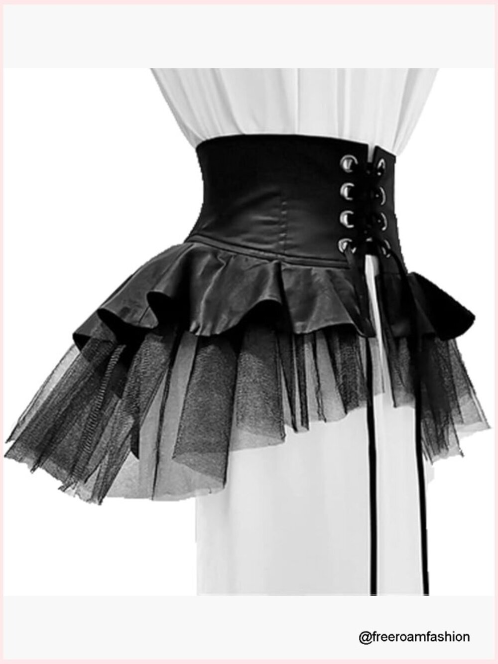 Steampunk Tulle Skirt Waist Belt Corset Pirate Ruffles Costume